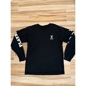 Playboy GoodWorth Long Sleeve Shirt Black Graphic Bunny Logo Streetwear Mens M